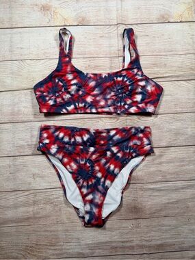 Tie-Dye Red, White, & Blue Firework 4th of July Bikini Set